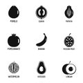 Delicious fruit icons set, simple style Royalty Free Stock Photo
