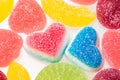 Delicious fruit jelly, heart shape candies, bright holiday sweets closeup Royalty Free Stock Photo