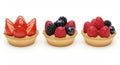 Delicious Fruit Tarts with Strawberries, Raspberries and Blueberries Selection Royalty Free Stock Photo