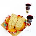 Delicious garlic bread and wine Royalty Free Stock Photo