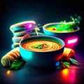 Delicious gazpacho soup in a bowl on black background AI Generated Royalty Free Stock Photo