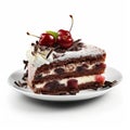 Delicious German Black Forest Cake on a Plate High Resolution Image .