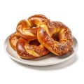 Delicious German Pretzels with Mustard on a Plate.