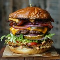 a delicious and gigantic spring burger