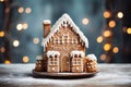 Delicious Gingerbread House with Copy Space AI Generated