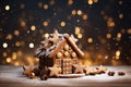 Delicious Gingerbread House with Copy Space AI Generated