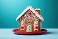 Delicious Gingerbread House with Copy Space AI Generated