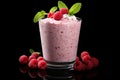 Delicious glass of refreshing raspberry milkshake for a delightful and energizing breakfast