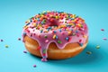 Donuts on bluebackground. Generative AI