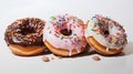 delicious glazed donuts on white background
