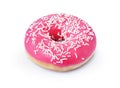 Delicious glazed pink donut with sprinkles