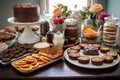 a delicious gluten-free dessert display with cakes, cookies, and brownies