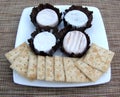 Delicious goat cheese and soda crackers Royalty Free Stock Photo