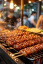 Delicious golden brown corn dogs sizzling in a deep fryer, tempting and crispy fried treats