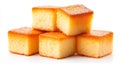 Delicious Golden Butter Cake Squares Stack on a White Isolated Background Royalty Free Stock Photo