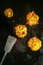 Delicious golden fried potato fritters