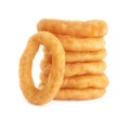 Delicious golden onion rings isolated