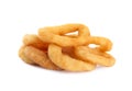 Delicious golden onion rings isolated