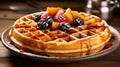 delicious golden waffle food