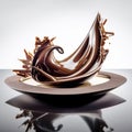 Delicious gourmet chocolate desert with curls. Created with generative AI