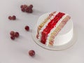 Delicious grape fruit cake on white surface Royalty Free Stock Photo