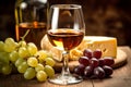 delicious grape wine with cheese