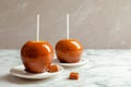 Delicious green caramel apples