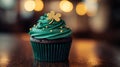 A Delicious Green Cupcake With A Shamrock Decoration Royalty Free Stock Photo