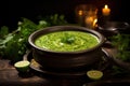 Delicious green moong dal soup bowl, beautiful bowl, food photography, crisp and clear, lifestyle photogrpahy