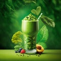 Delicious green smoothie with vegetables