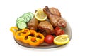 Delicious grilled chicken legs with vegetables Royalty Free Stock Photo