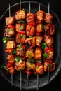 Delicious Grilled Chicken Skewers with Colorful Vegetables and Fresh Herbs A Perfect Recipe for Outdoor BBQs and Healthy Eating Royalty Free Stock Photo