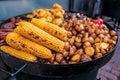Delicious grilled corn and other vegetables Royalty Free Stock Photo