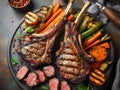 Delicious grilled lamb chops and roasted carrots.