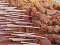 Delicious grilled meat skewers warm tasty Moorish skewers