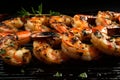 Delicious grilled shrimp with copy space, perfect for seafood lovers and food blogs