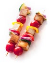 Delicious grilled smoked Tofu and vegetable kebabs