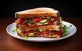 Delicious Grilled Vegetable Sandwich on Plate