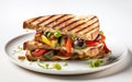 Delicious Grilled Vegetable Sandwich on Plate