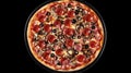 Delicious half-pepperoni, half-mushroom pizza with olives Royalty Free Stock Photo