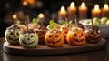Cute Halloween Decorated Candy Apples. Generative AI