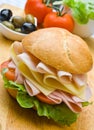 Delicious ham, cheese and salad sandwich