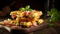 Delicious ham and cheese stuffed waffles, aesthetically arranged and ready for indulgence Royalty Free Stock Photo