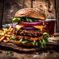 Delicious hamburger - ai generated image