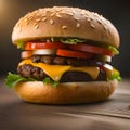 Delicious hamburger - ai generated image