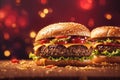 Delicious hamburger grill restaurant. ai generative Royalty Free Stock Photo