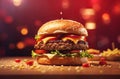 Delicious hamburger grill restaurant. ai generative Royalty Free Stock Photo