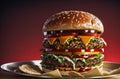 Delicious hamburger grill restaurant. ai generative