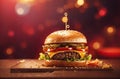 Delicious hamburger grill restaurant. ai generative