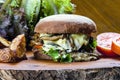 Delicious hamburguer served on Australian bread